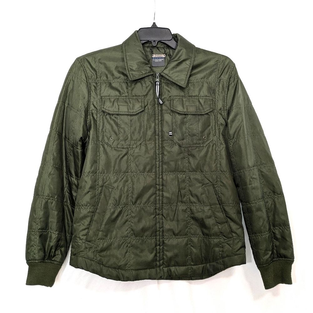 Alexander Julian American Modern Quilted Jacket Coat - Olive Green - Size Medium